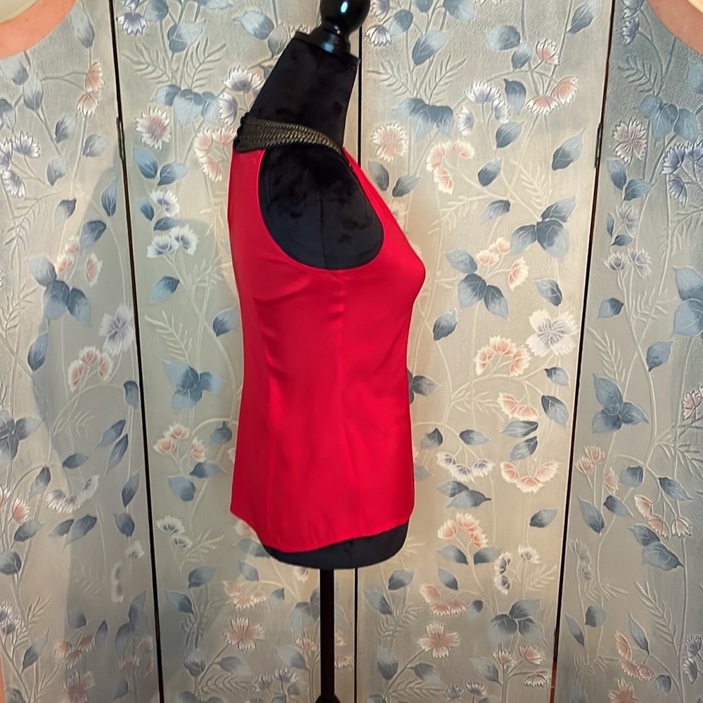 Cache Red Stretch Silk Halter - image 6